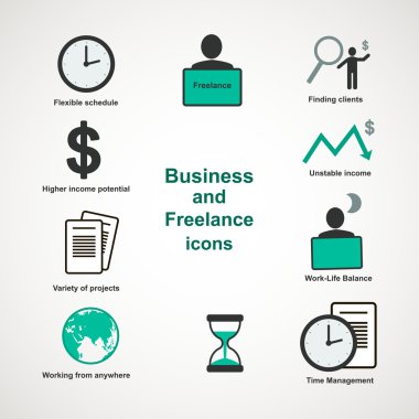 Business and freelance icons clipart