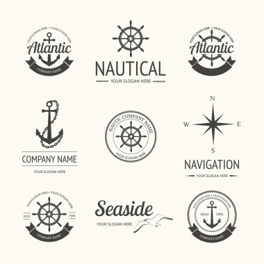 Set of retro nautical labels  clipart