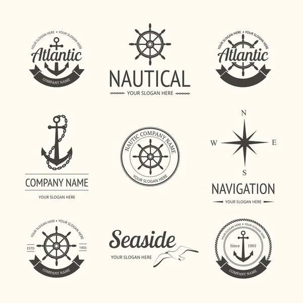 Set of retro nautical labels — Stock Vector