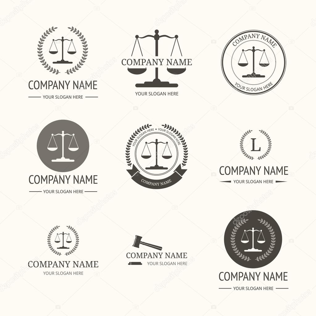 Law firm logo template. Vector set of vintage labels, logotype templates and monogram