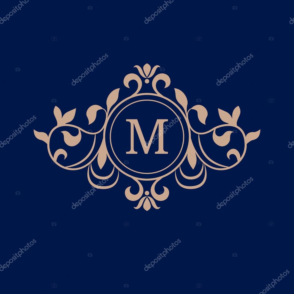 Elegant monogram design template. Calligraphic floral ornament. Can be used for label and invitation design .Business sign, monogram identity for restaurant, boutique, cafe, hotel, heraldic, jewelry.
