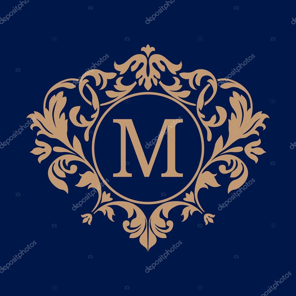 Elegant monogram design template. Calligraphic floral ornament. Can be used for label and invitation design .Business sign, monogram identity for restaurant, boutique, cafe, hotel, heraldic, jewelry.