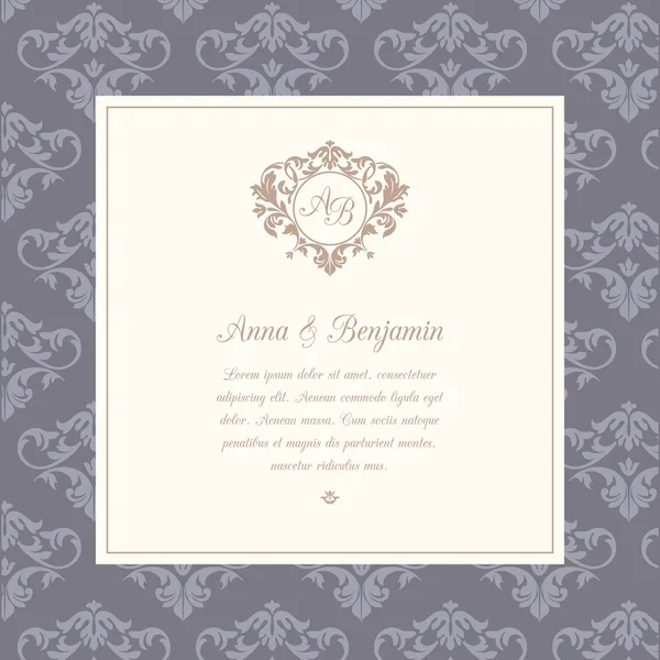 Invitación de boda con monograma — Archivo Imágenes Vectoriales