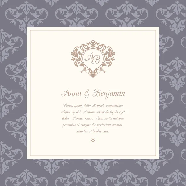 Invitación de boda con monograma — Vector de stock