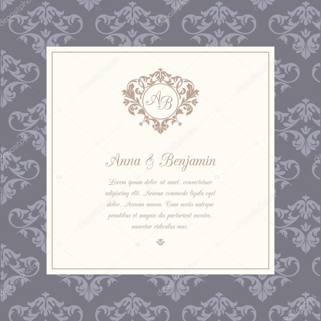 Wedding monogram vintage invitation card Vector Image