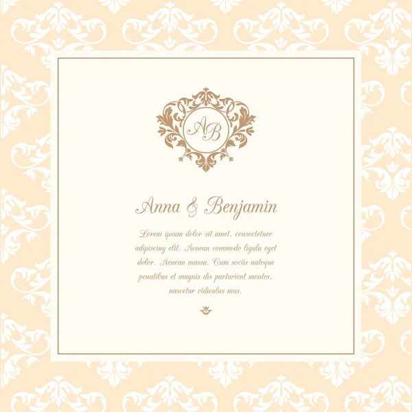 Invitation de mariage avec monogramme — Image vectorielle