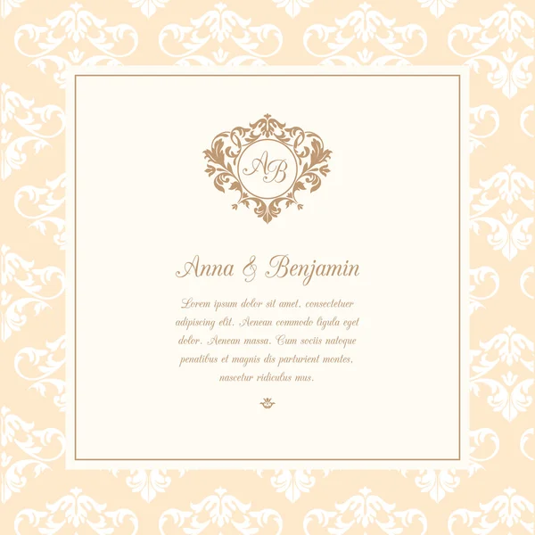 Invitación de boda con monograma — Vector de stock