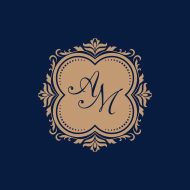 Vintage monogram şablonu
