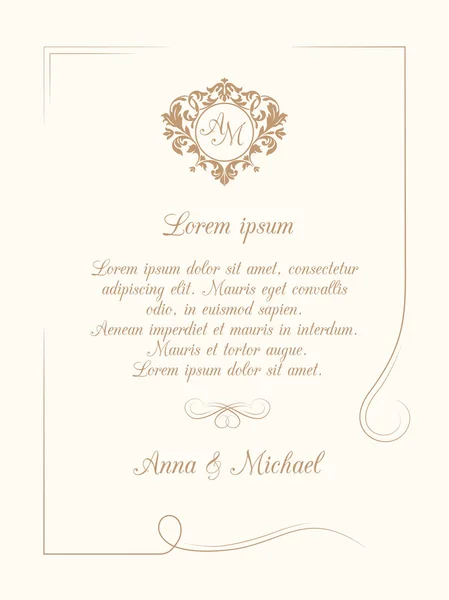 Invitation de mariage avec monogramme — Image vectorielle