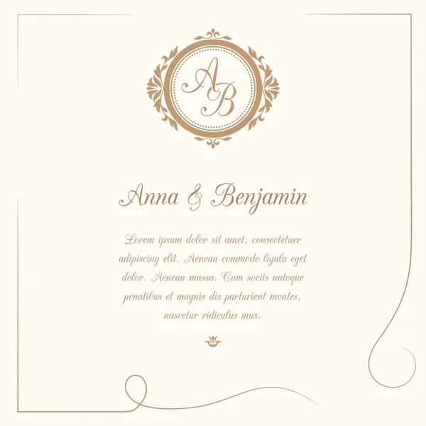 Monogram ile düğün davetiyesi