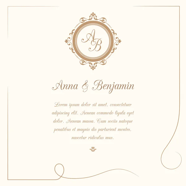 Monogram ile düğün davetiyesi