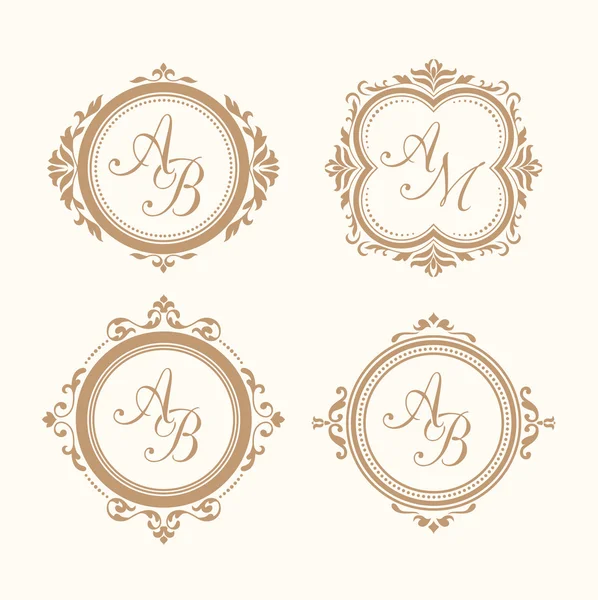 Set van elegante floral monogrammen — Stockvector