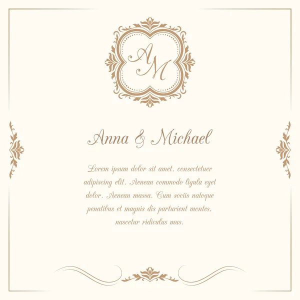 Hochzeitseinladung mit Namenszug — Stockvektor