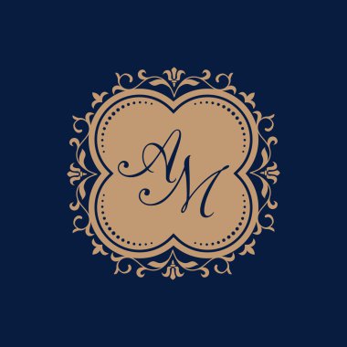 Vintage monogram şablonu