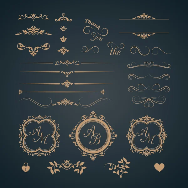 Vintage set van decoratieve elementen — Stockvector