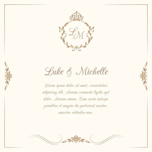 Invitation de mariage avec monogramme — Image vectorielle