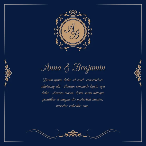 Invitación de boda con monograma — Vector de stock