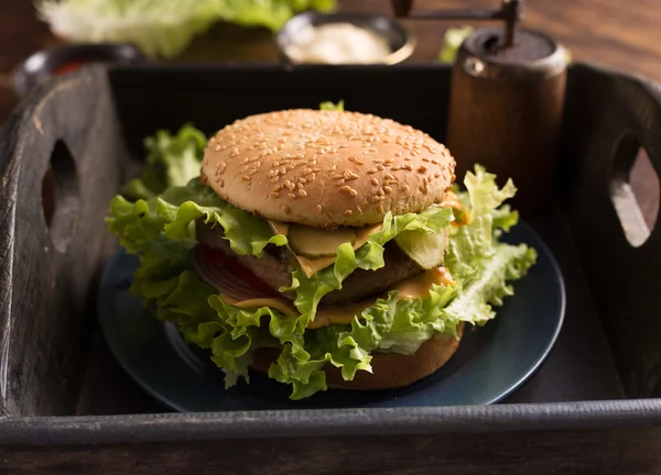 Hamburger maison aux légumes frais — Photo