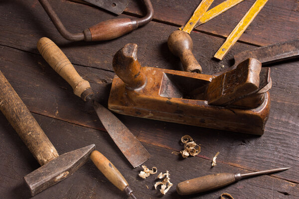 worktools on wooden table