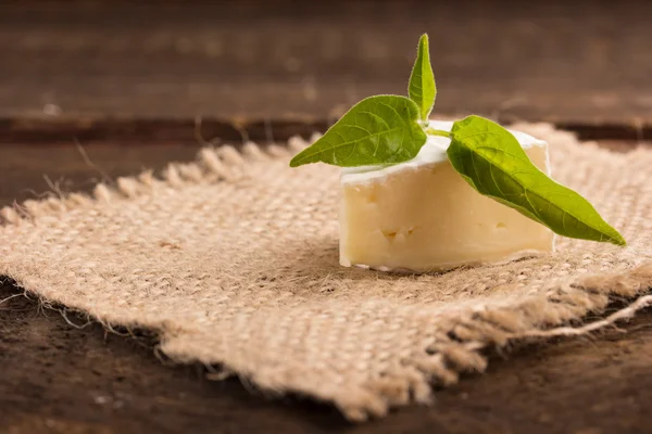 ชีส Camembert บนผ้าใบ — ภาพถ่ายสต็อก