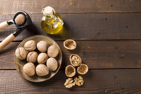 Walnut with nutcracker — Stock Photo, Image