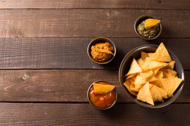 tortilla cips, üstten görünüm