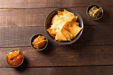 tortilla cips, üstten görünüm