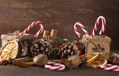 Noel şeker ve baharat ile Noel arka plan