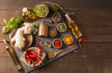 çeşitli baharat Üstten Görünüm