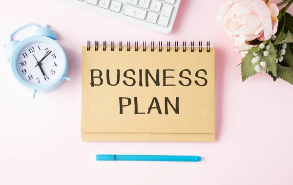 Bedrijfsplan Tekst Notebook Business Concept Close — Stockfoto