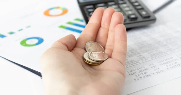 Money Finances Concept Close Womans Cupped Hands Showing Euro Coins — Stock Photo, Image