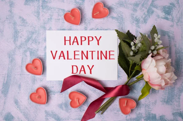 Hermoso Fondo Romántico Con Texto Feliz Día San Valentín —  Fotos de Stock