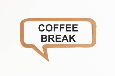 Kahve molası, beyaz arka planda bir çerçevede.