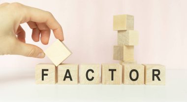 Işık arkaplanındaki bloklar üzerine FACTOR kelimesi