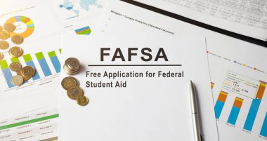 Belgelerde FAFSA yazıları var. İş konsepti