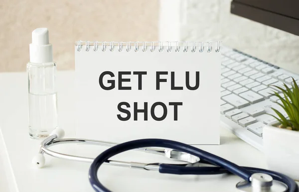card with text Get Your Flu Shot medical concept