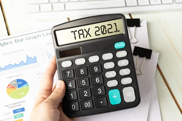 Word Tax 2021 Rekenmachine Bedrijfs Financieringsconcept — Stockfoto