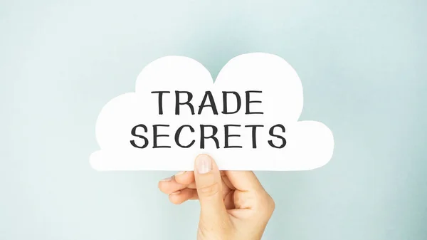 Trade secrets text concept isolated over blue background