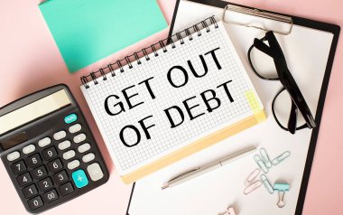 Metin ile kağıt not Borçtan Çık