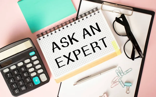 Affärsidé Anteckningsbok Med Text Ask Expert Blad Vitt Papper För — Stockfoto