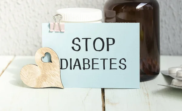 Stop Diabetes Word Note Book Stethoscope — Stock fotografie