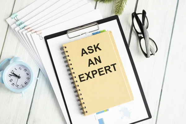 Business Concept Notebook Text Ask Expert Sheet White Paper Notes — Stockfoto