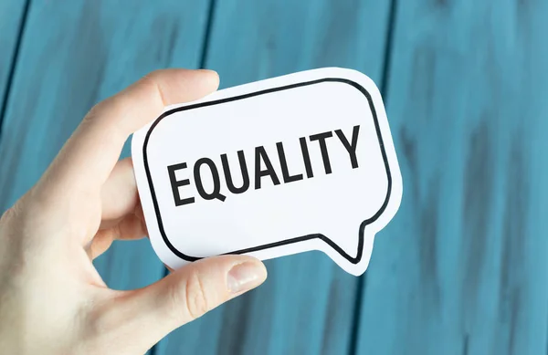 Paper Text Equality Hand Blue Background — Stock Photo, Image