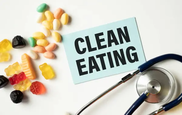Clean Eating Texte Sur Carte Concept Clean Eating — Photo
