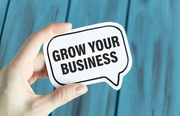 Closeup Businessman Holding Card Text Grow Your Business Business Concept — Stock Photo, Image
