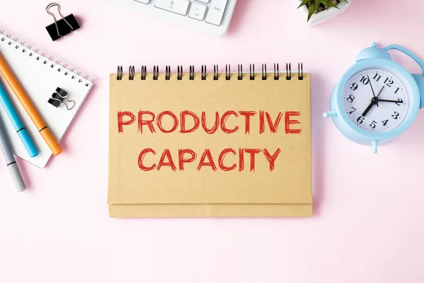 Productive Capacity Text White Paper Gray Background — Stock Photo, Image