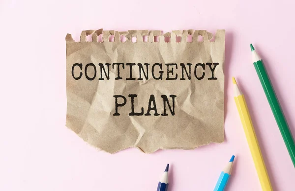 Contingency plan text concept write on paper with colored pencils