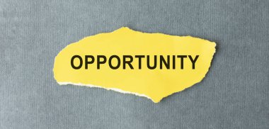 Gri zemin üzerinde metin Fırsat sayfası.