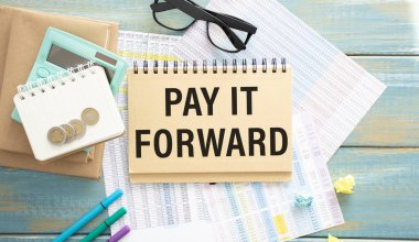 Mesajlı kart. Öde bakalım. Diyagram ve beyaz arkaplan