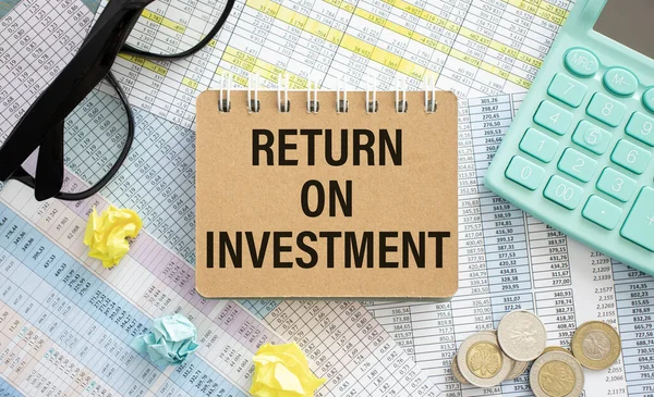 Return Investment Palavra Caderno Finanças Conceptual — Fotografia de Stock